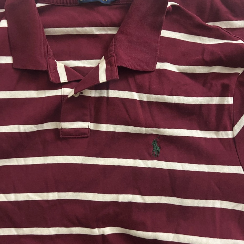 Polo by Ralph Lauren Men's Maroon Striped Shirt